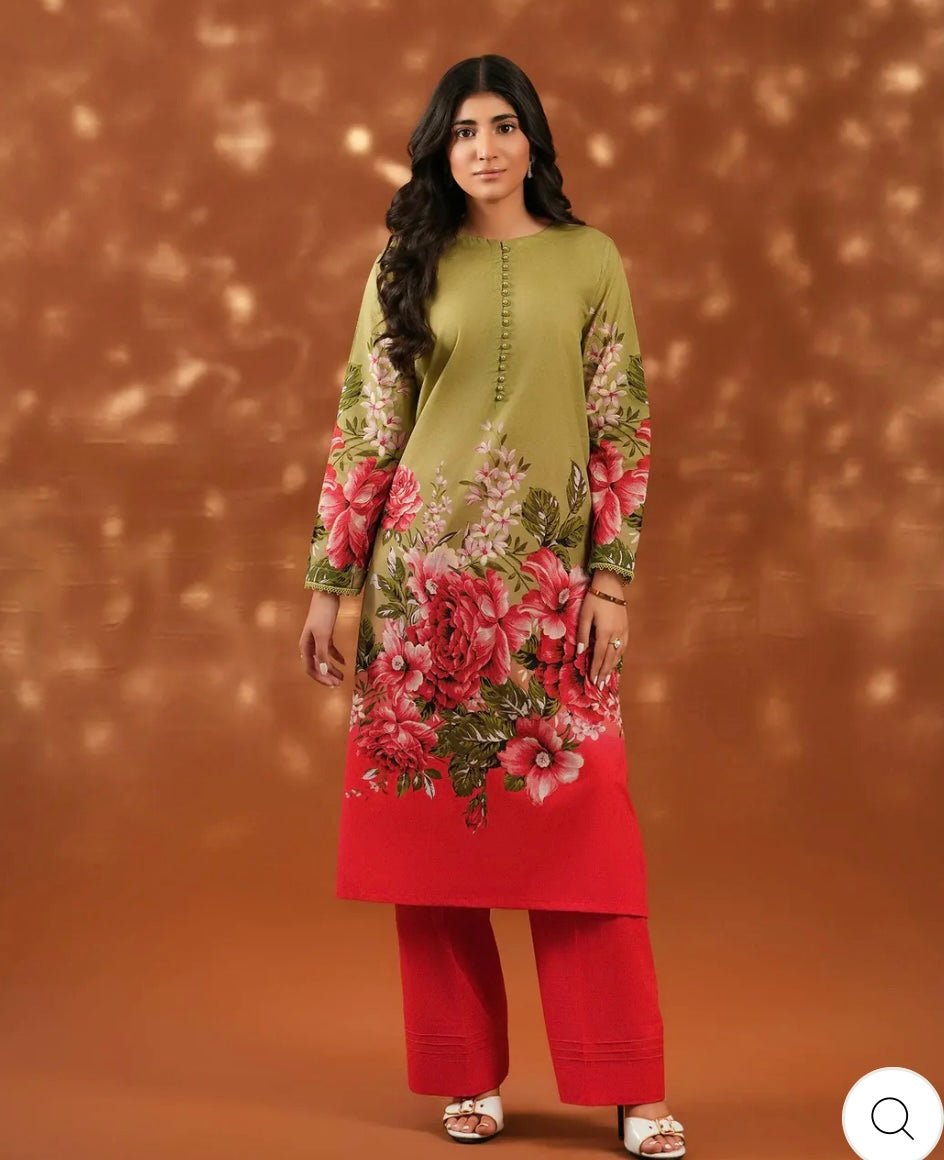 Bold florals on breathable 2 pc cotton – elegance with a pop of color