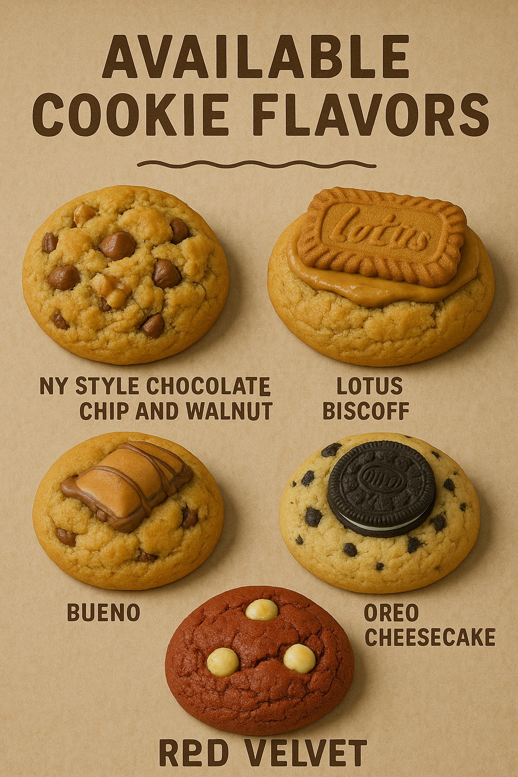 Assorted Gourmet Cookie Box – 5 Signature Flavors (1 Piece Each)